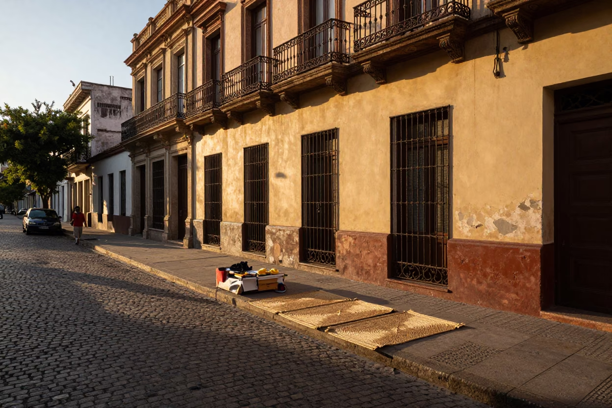 Street Scene in Buenos Aires at Honeyed Evening Light in in Buenos Aires, Argentina