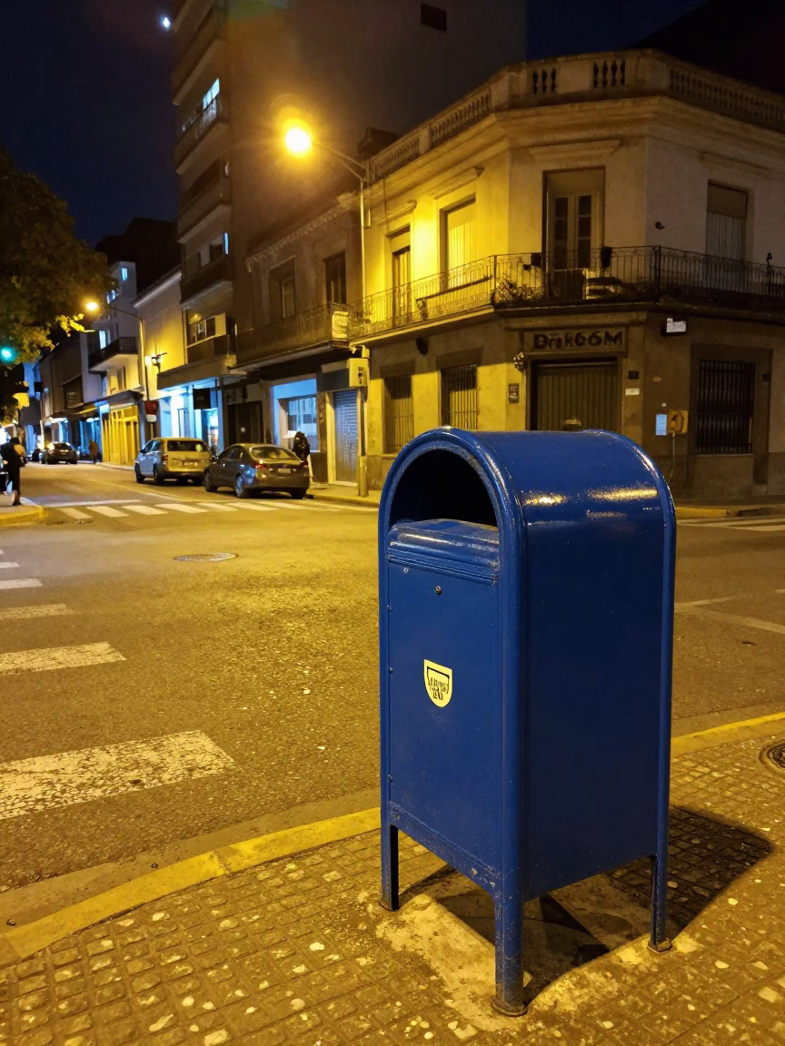 Street Scene in Buenos Aires at Late At Night Light in in Buenos Aires, Argentina