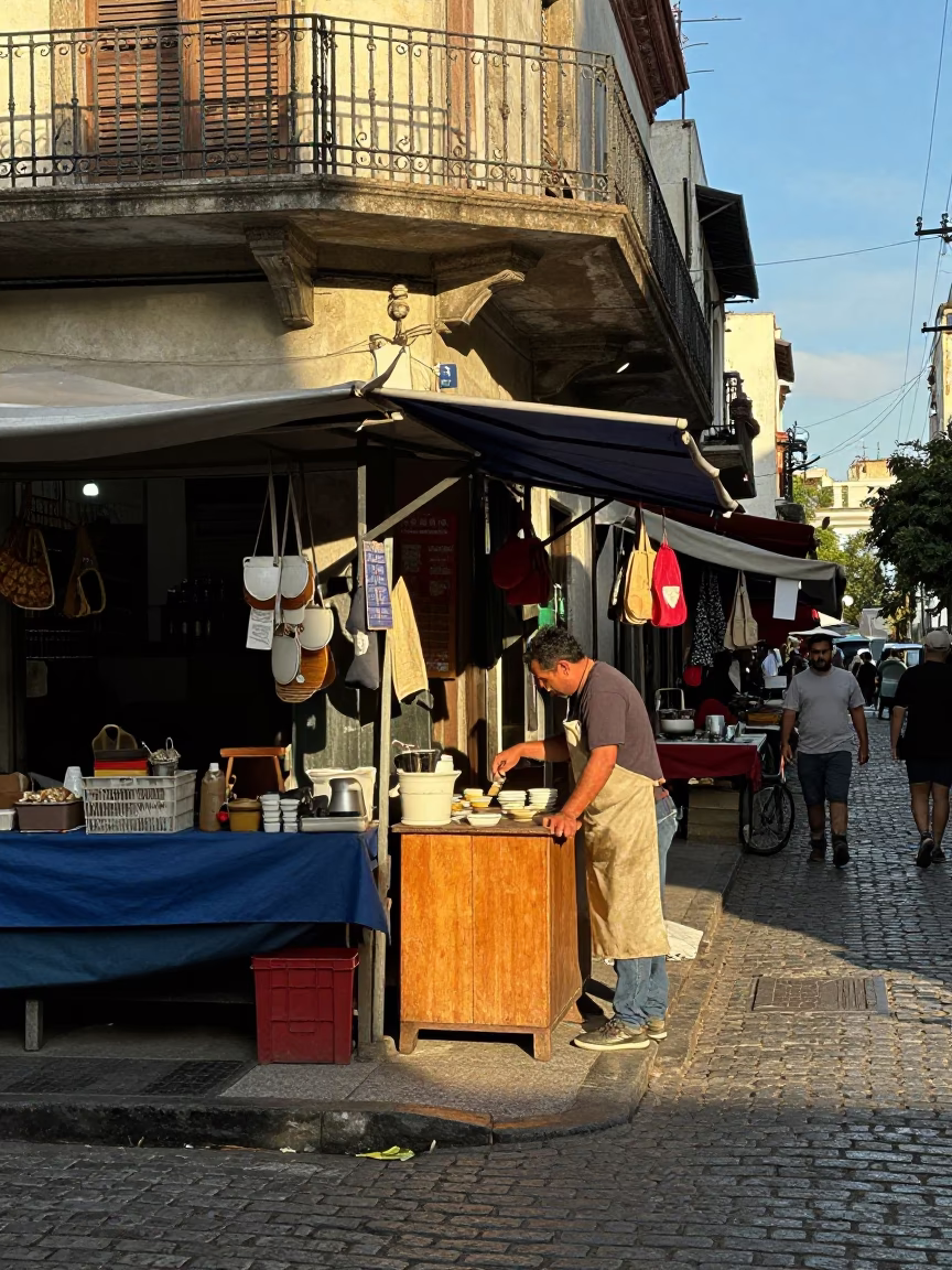 Street Scene in Buenos Aires at The Early Afternoon Light in in Buenos Aires, Argentina