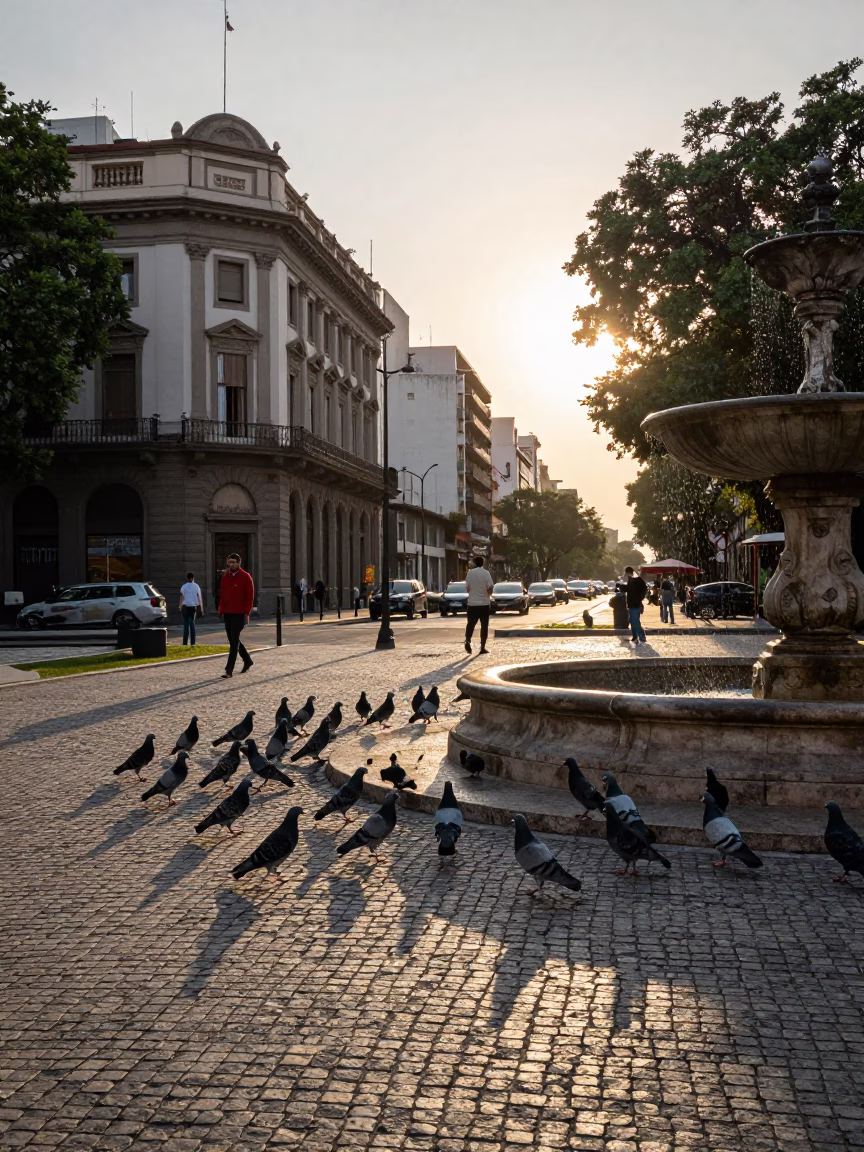 Street Scene in Buenos Aires at The Early Evening Light in in Buenos Aires, Argentina