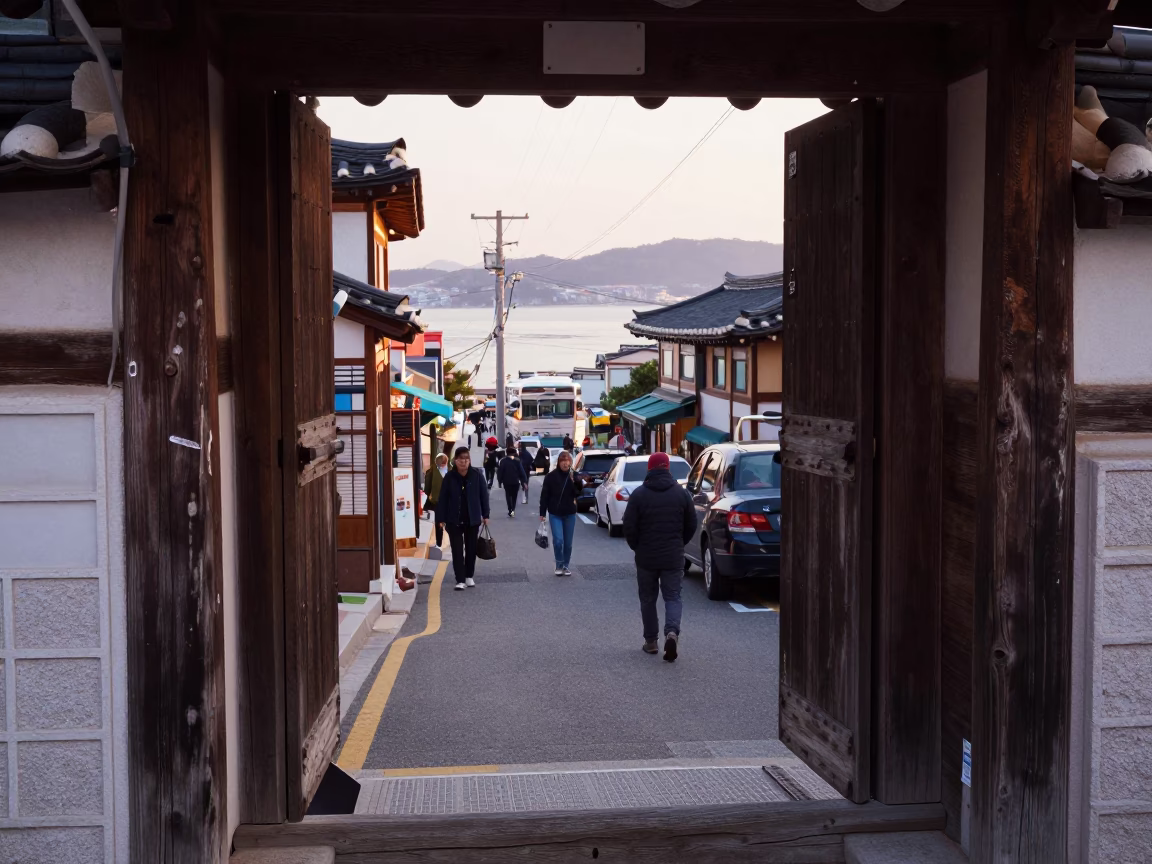 Street Scene in Busan at The Early Morning Light in in Busan, South Korea