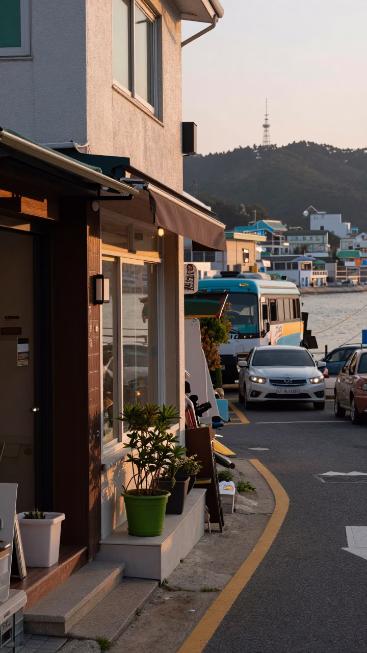 Street Scene in Busan at The Early Morning Light in in Busan, South Korea
