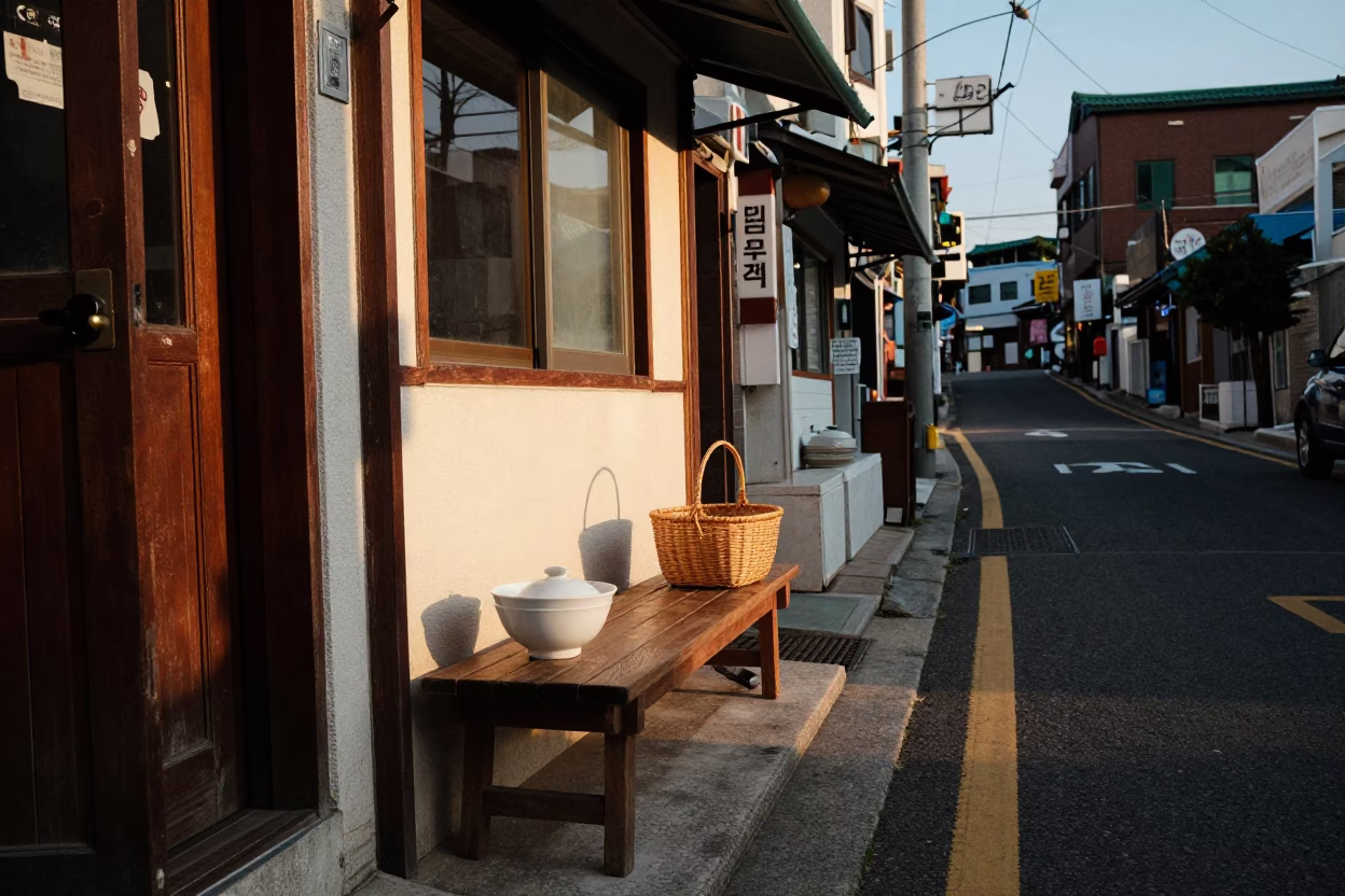 Street Scene in Busan at The Late Afternoon Light in in Busan, South Korea