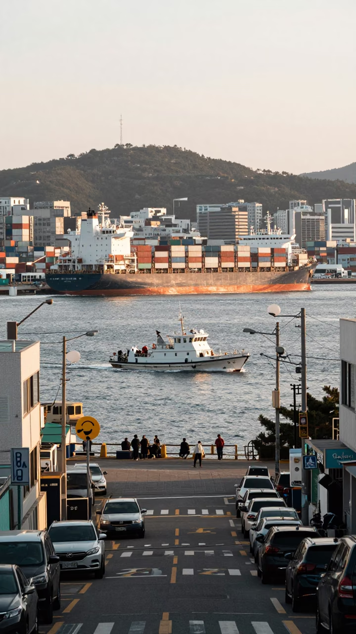 Street Scene in Busan at The Late Morning Light in in Busan, South Korea