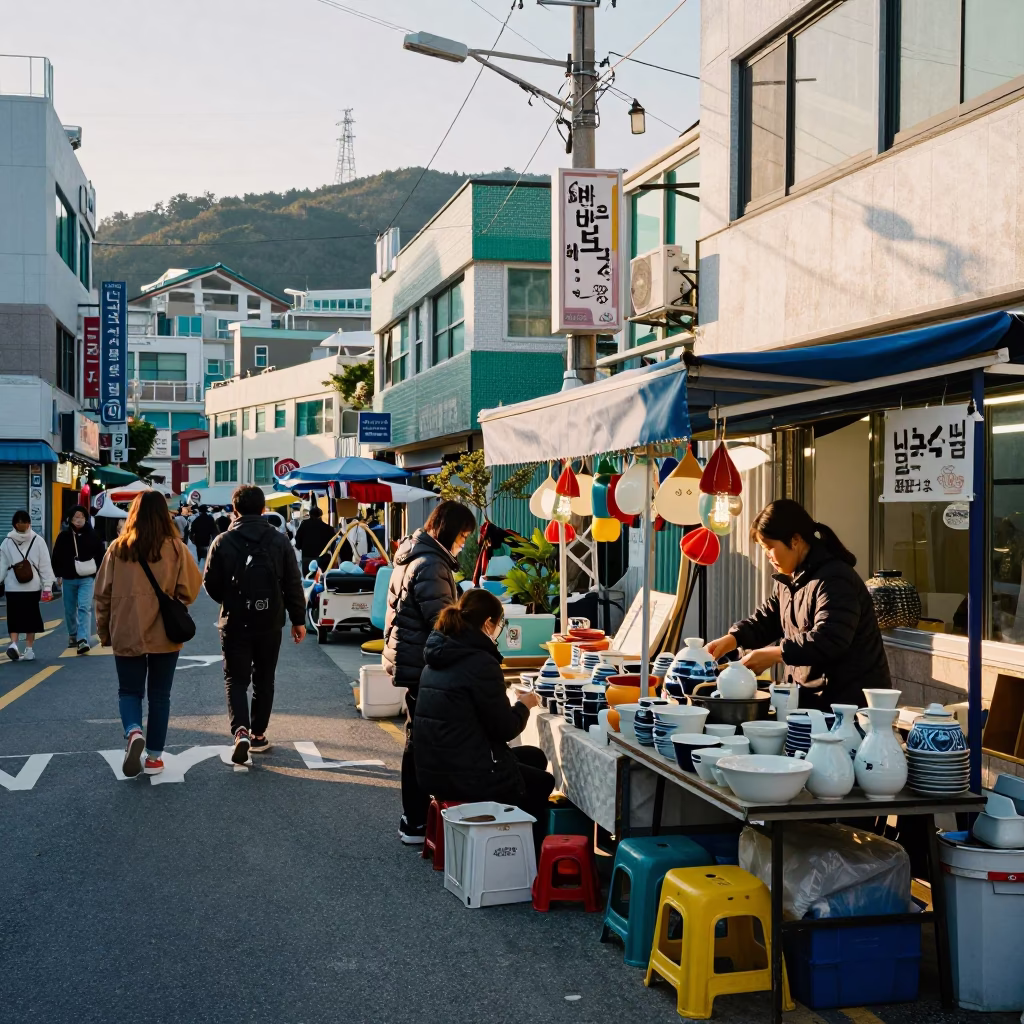 Street Scene in Busan at The Late Morning Light in in Busan, South Korea