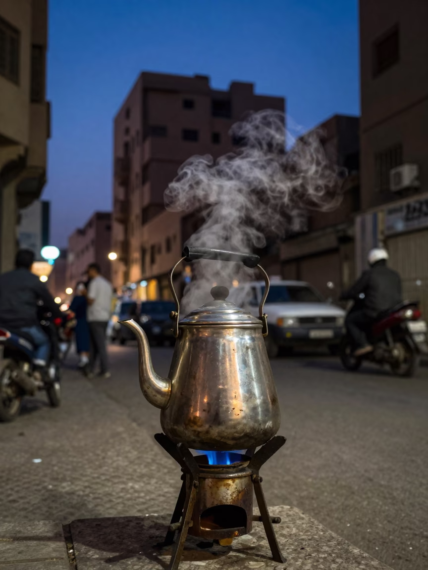 Street Scene in Cairo at Blue Hour in in Cairo, Egypt