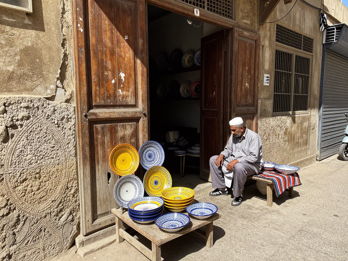 Street Scene in Cairo at Flat Noon Light in in Cairo, Egypt