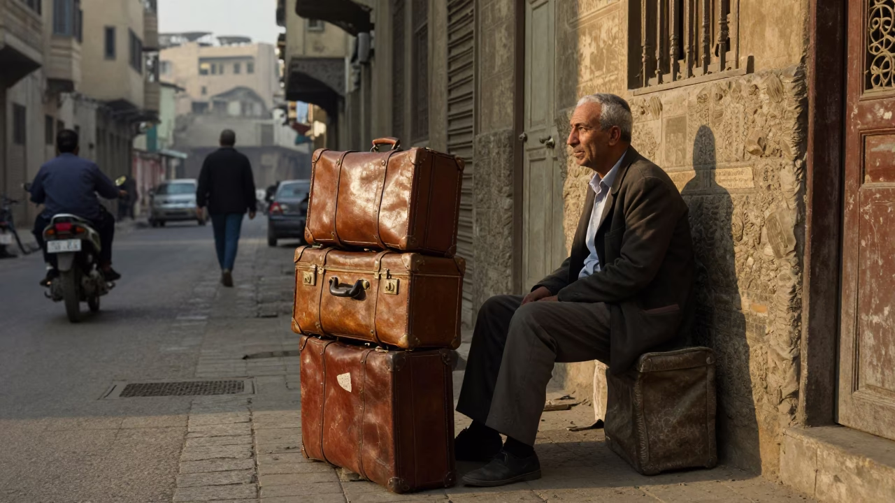 Street Scene in Cairo at The Early Morning Light in in Cairo, Egypt