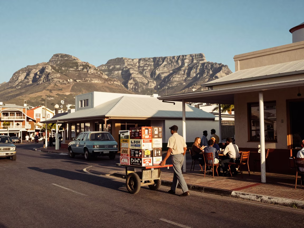 Street Scene in Cape Town at Clear Late-afternoon Light in in Cape Town, South Africa