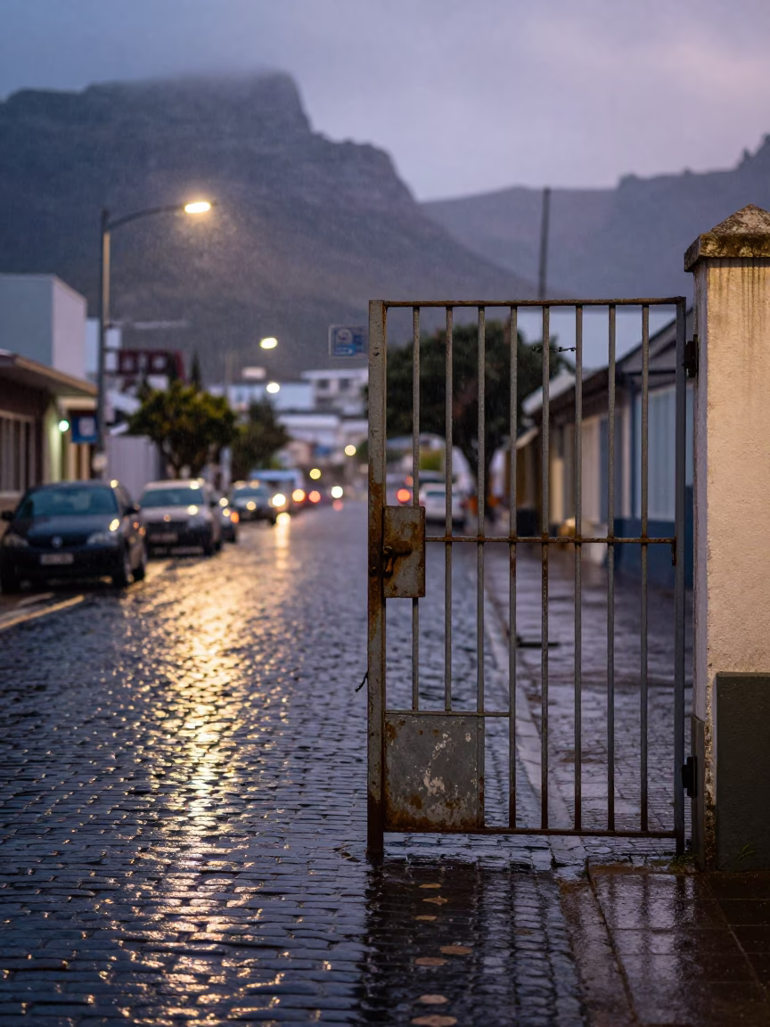 Street Scene in Cape Town at Dusk Light in in Cape Town, South Africa