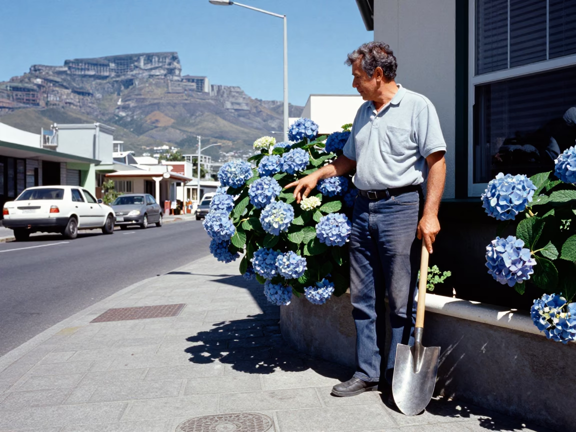 Street Scene in Cape Town at Flat Noon Light in in Cape Town, South Africa