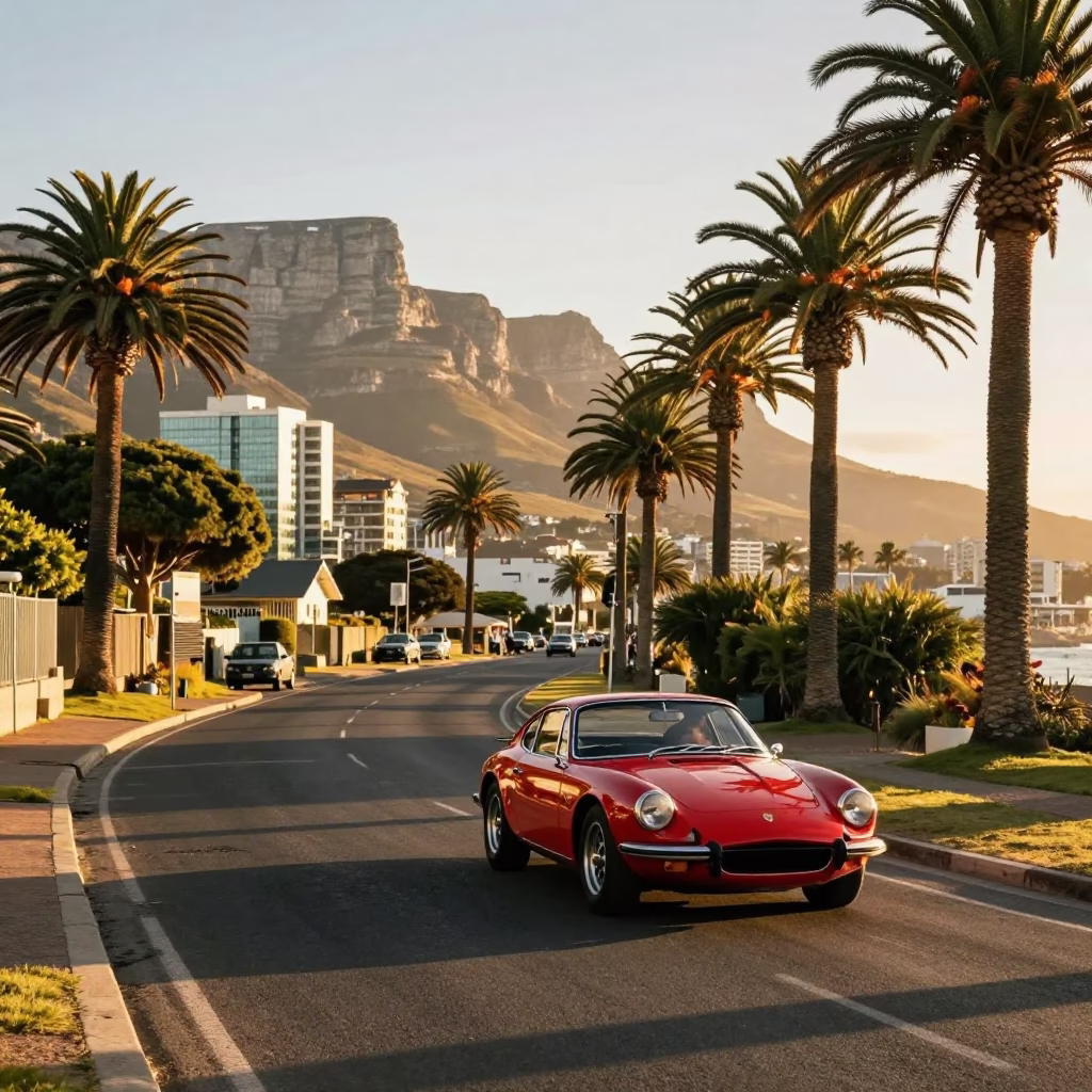 Street Scene in Cape Town at Golden Hour in in Cape Town, South Africa