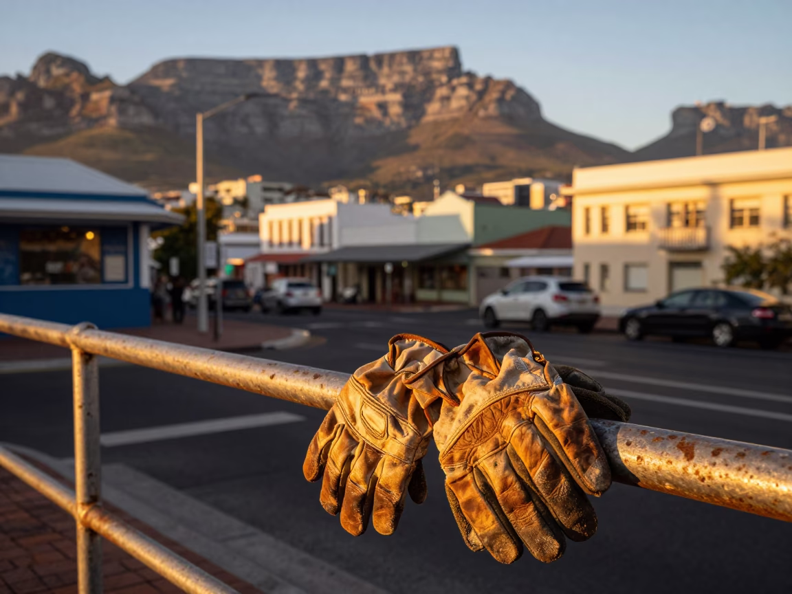 Street Scene in Cape Town at Honeyed Evening Light in in Cape Town, South Africa