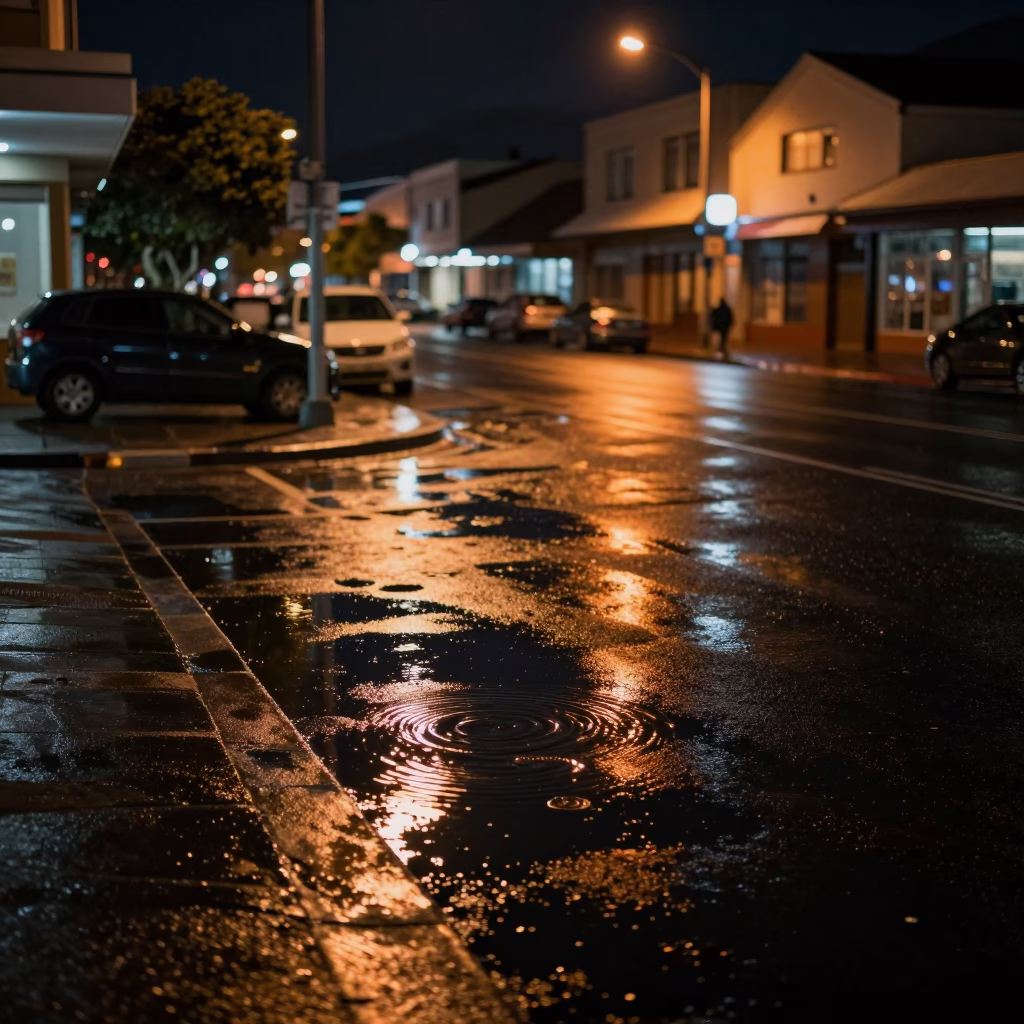 Street Scene in Cape Town at Midnight Light in in Cape Town, South Africa