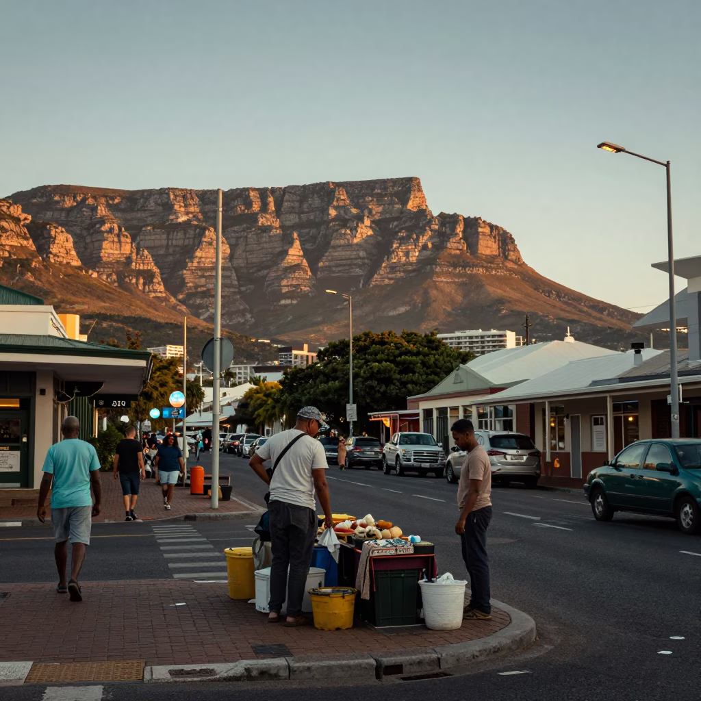 Street Scene in Cape Town at The Early Evening Light in in Cape Town, South Africa