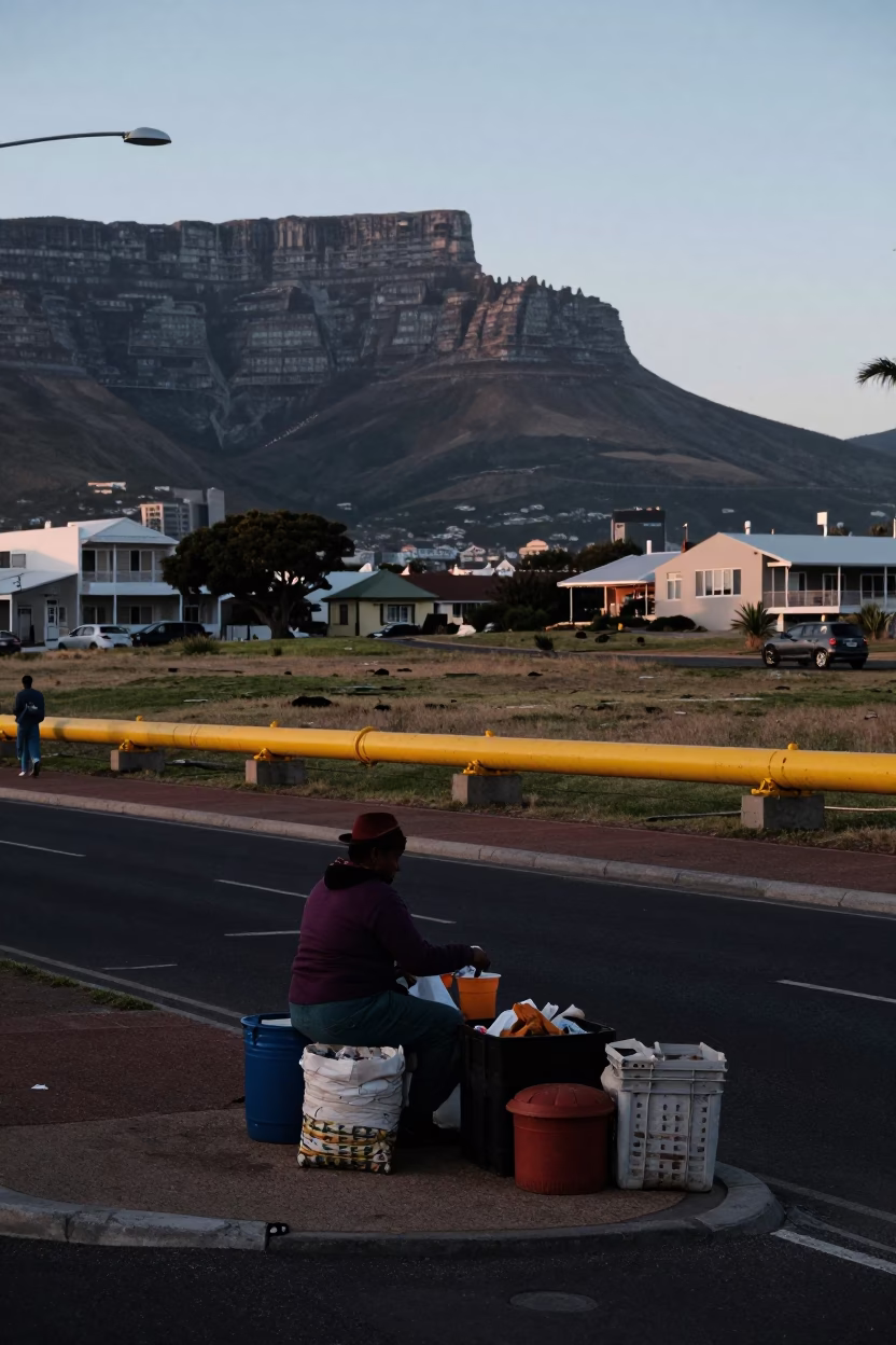 Street Scene in Cape Town at The Early Evening Light in in Cape Town, South Africa