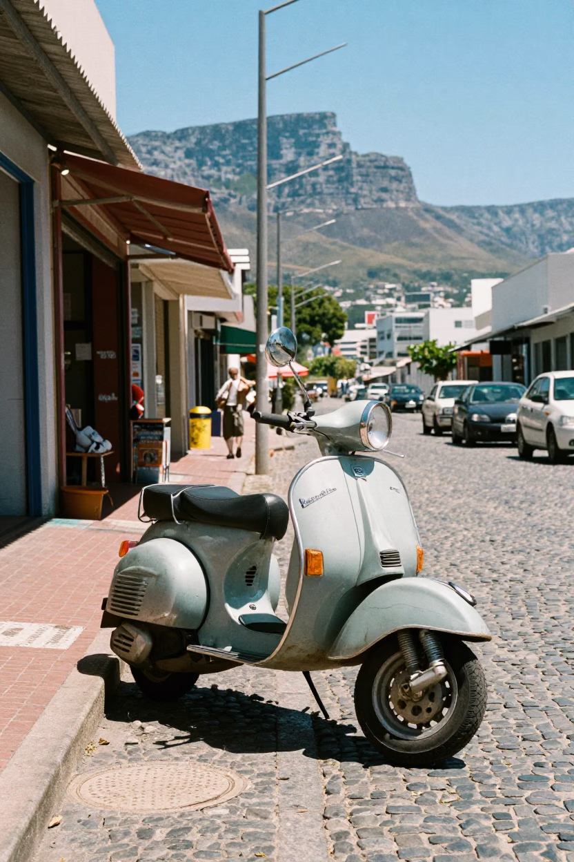 Street Scene in Cape Town at The Flat Glare Of Noon Light in in Cape Town, South Africa