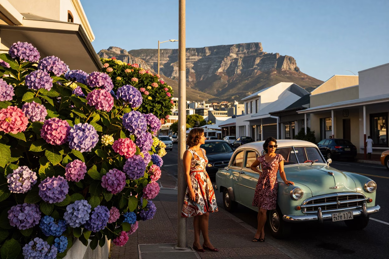 Street Scene in Cape Town at The Late Afternoon Light in in Cape Town, South Africa