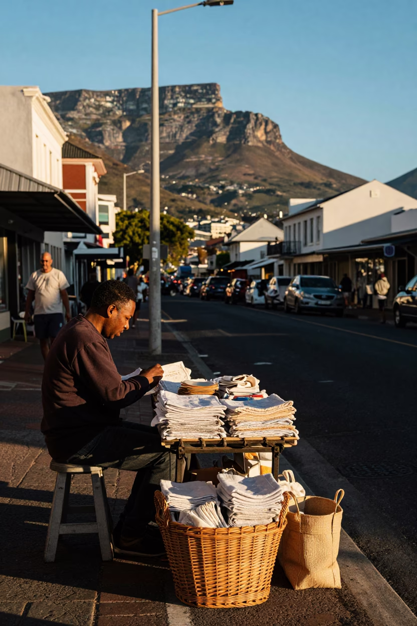Street Scene in Cape Town at The Late Afternoon Light in in Cape Town, South Africa