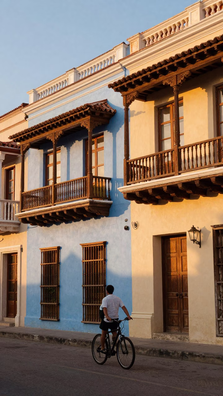 Street Scene in Cartagena at Golden Hour in in Cartagena, Colombia