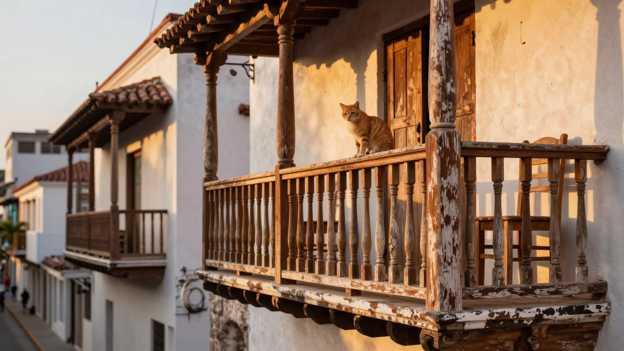 Street Scene in Cartagena at Golden Hour in in Cartagena, Colombia