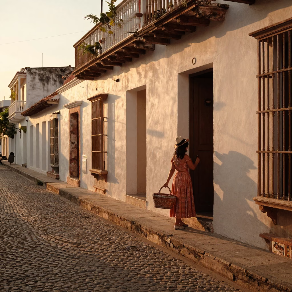 Street Scene in Cartagena at Golden Hour in in Cartagena, Colombia