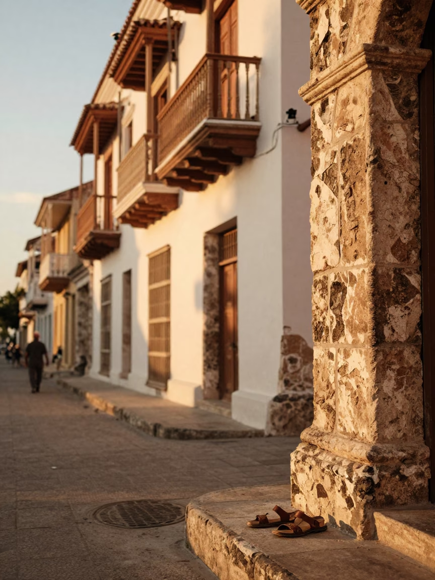 Street Scene in Cartagena at Golden Hour in in Cartagena, Colombia