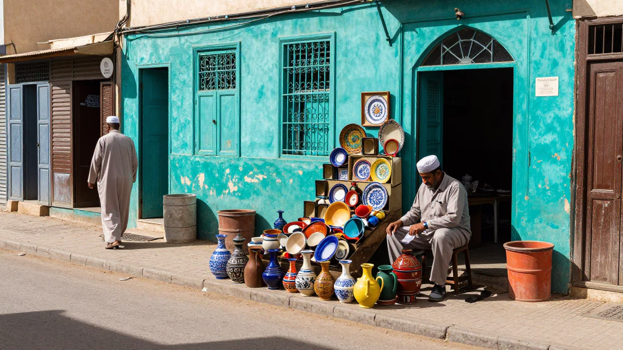 Street Scene in Casablanca at Afternoon Light in in Casablanca, Morocco