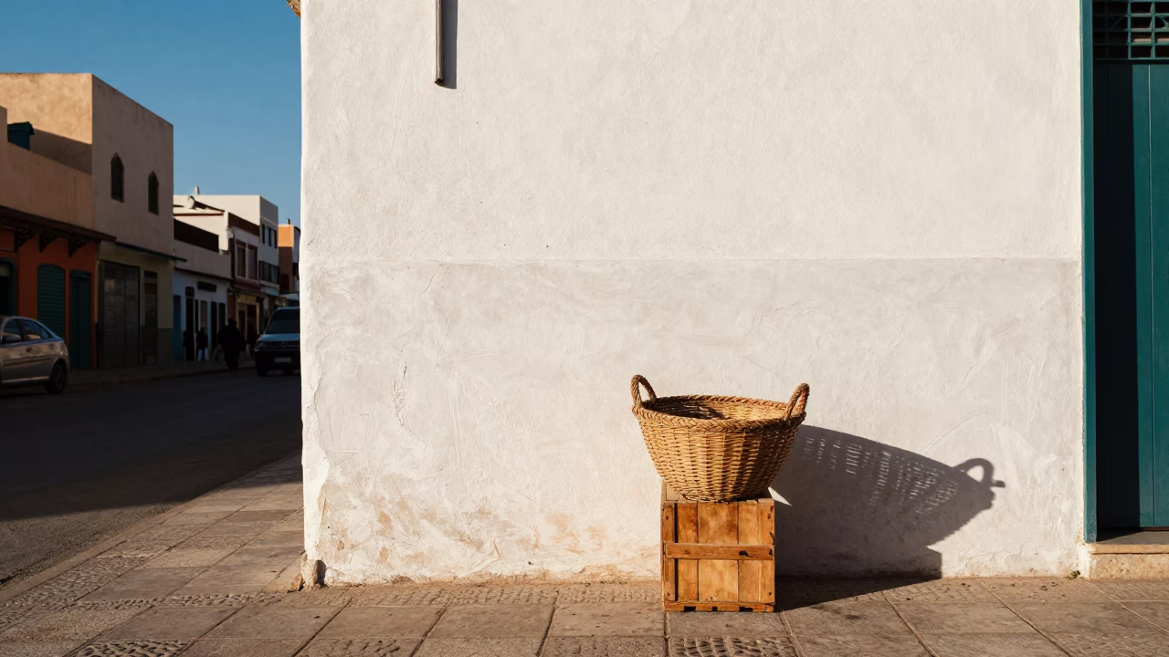 Street Scene in Casablanca at Clear Late-afternoon Light in in Casablanca, Morocco
