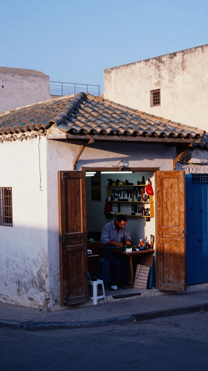 Street Scene in Casablanca at Early Morning Light in in Casablanca, Morocco