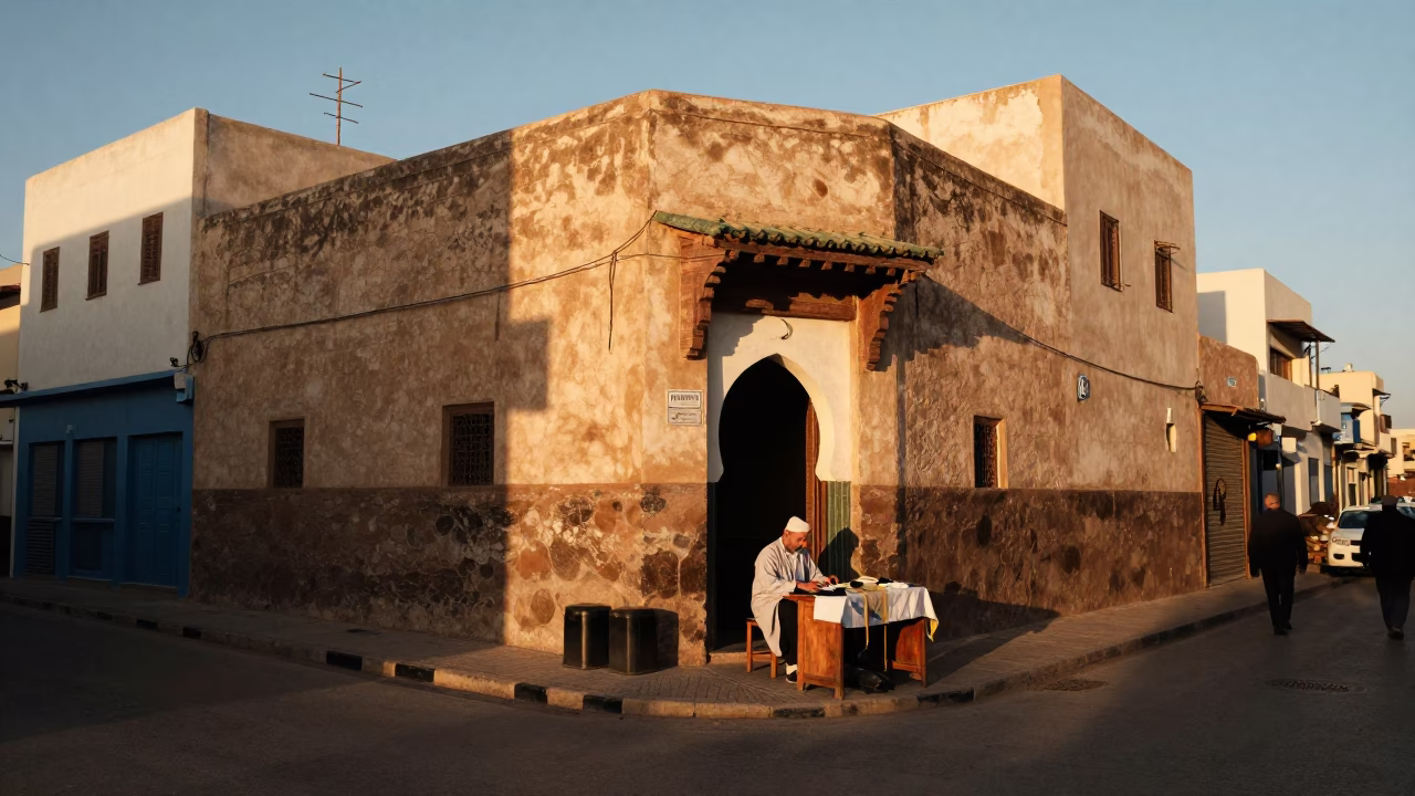 Street Scene in Casablanca at Golden Hour in in Casablanca, Morocco