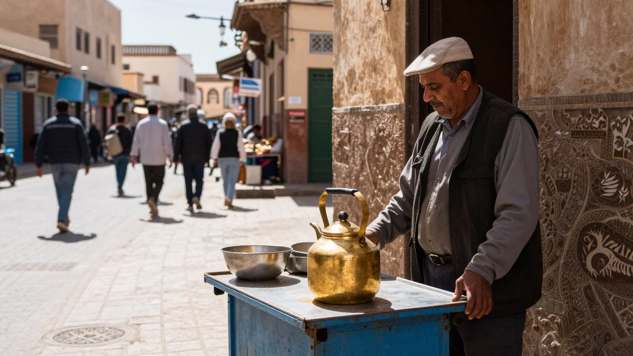 Street Scene in Casablanca at Midday Light in in Casablanca, Morocco