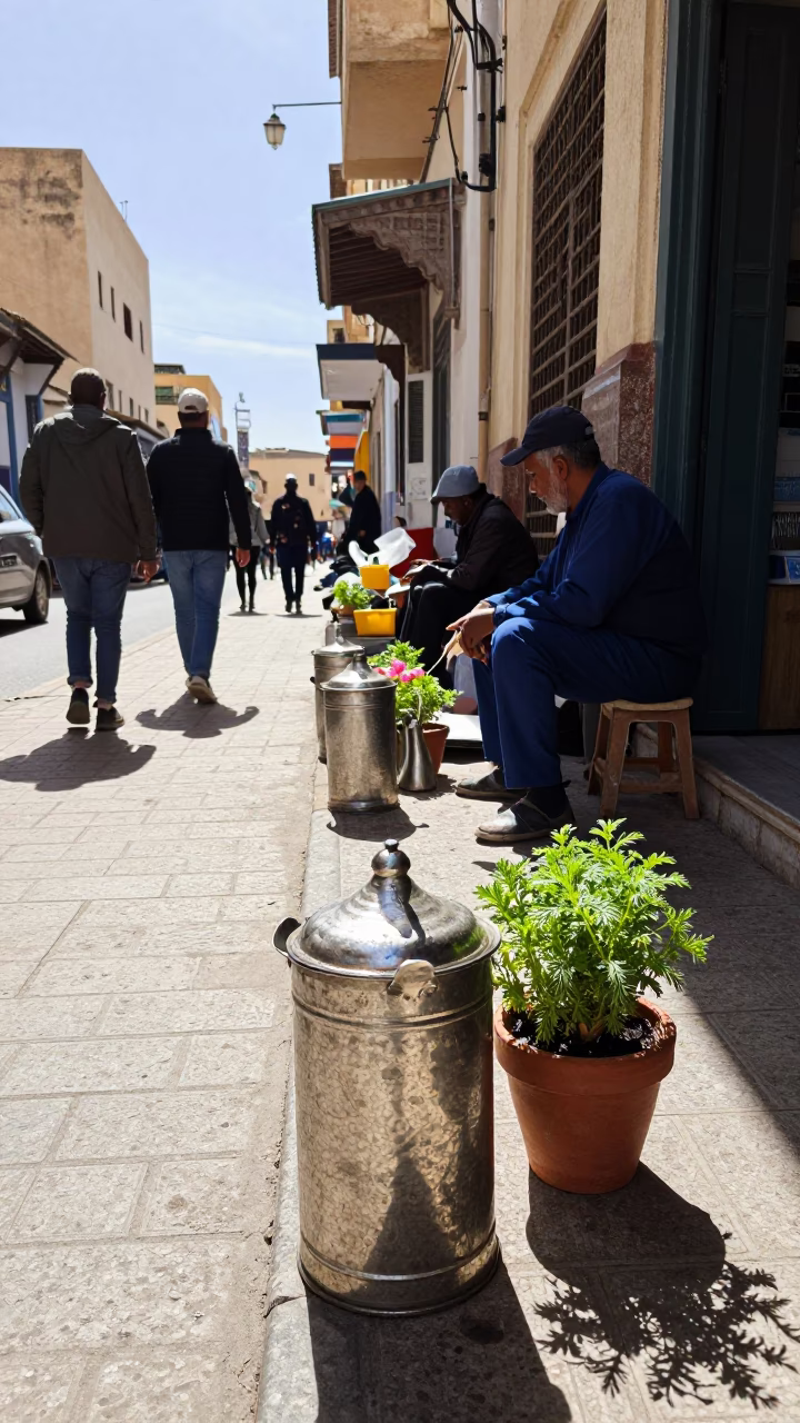 Street Scene in Casablanca at Midday Light in in Casablanca, Morocco