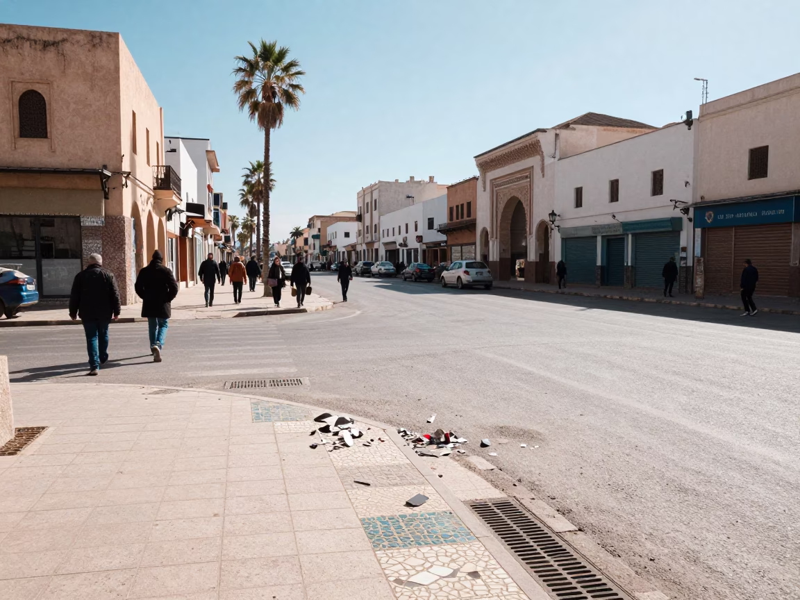 Street Scene in Casablanca at Noon Light in in Casablanca, Morocco