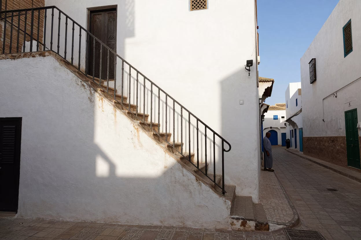 Street Scene in Casablanca at The Late Morning Light in in Casablanca, Morocco