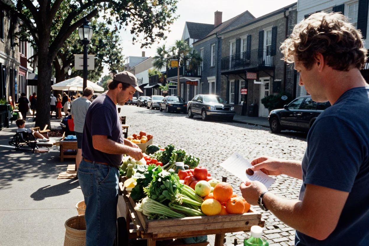 Street Scene in Charleston at Late Morning Light in in Charleston, South Carolina, United States