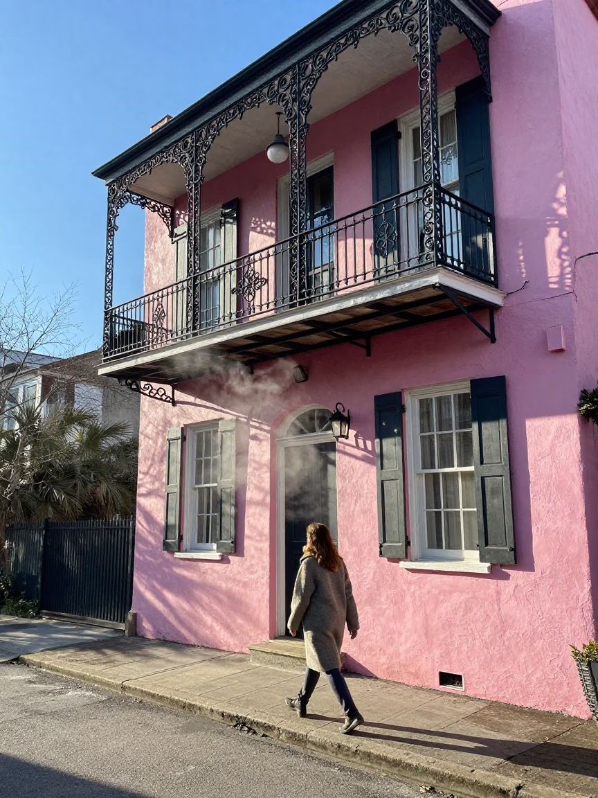 Street Scene in Charleston at Noon Light in in Charleston, South Carolina, United States