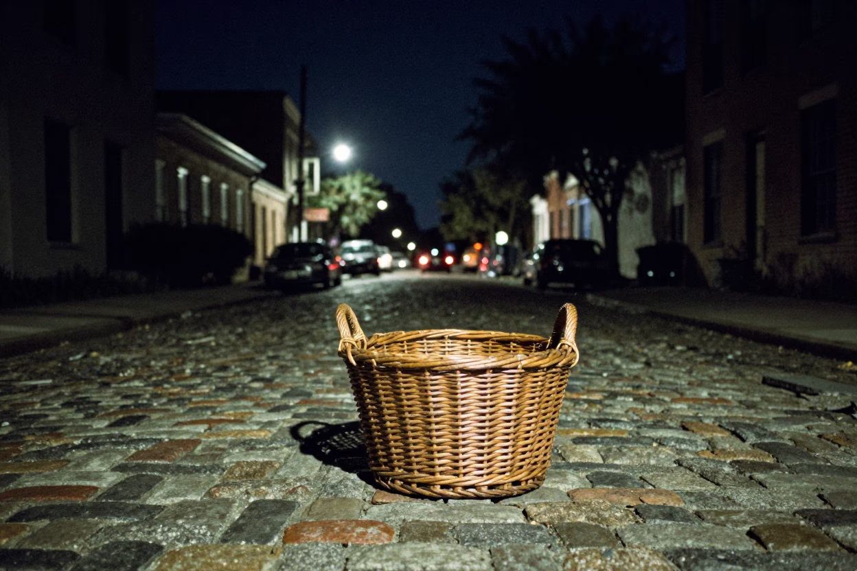 Street Scene in Charleston at The Deepest Night Sky Light in in Charleston, South Carolina, United States