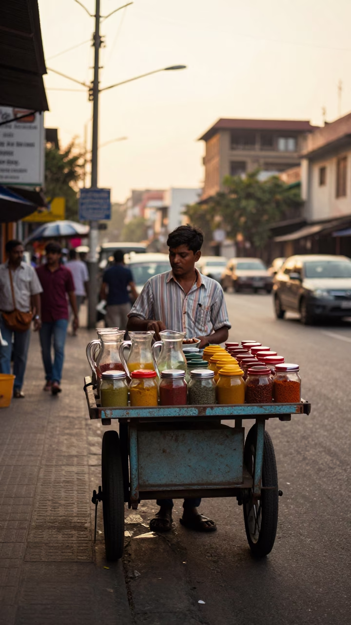 Street Scene in Chennai at Golden Hour in in Chennai, India
