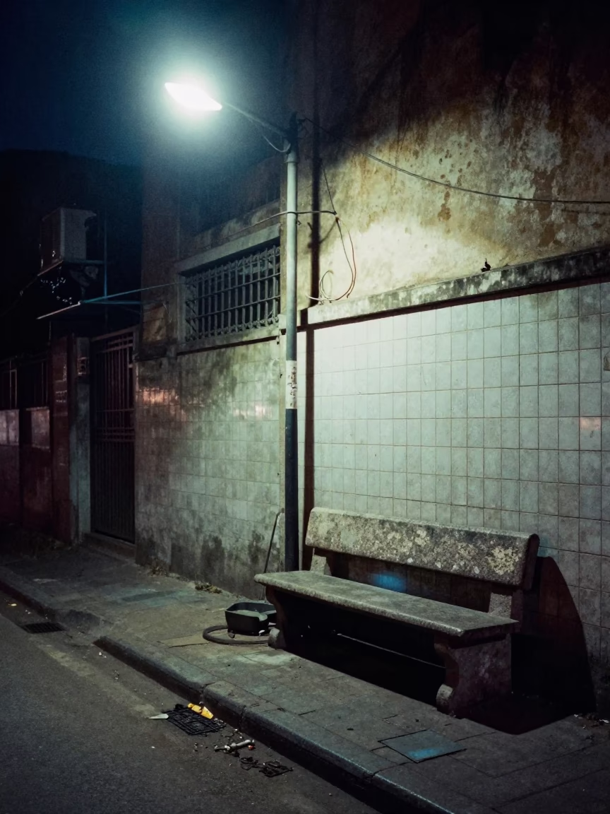 Street Scene in Chennai at Midnight Light in in Chennai, India