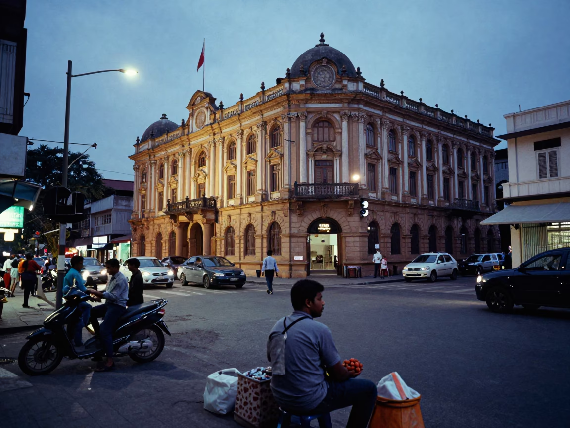Street Scene in Chennai at Twilight in in Chennai, India