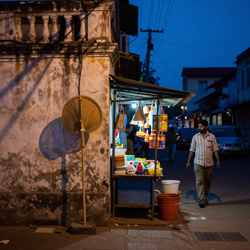 Street Scene in Chennai at Twilight in in Chennai, India