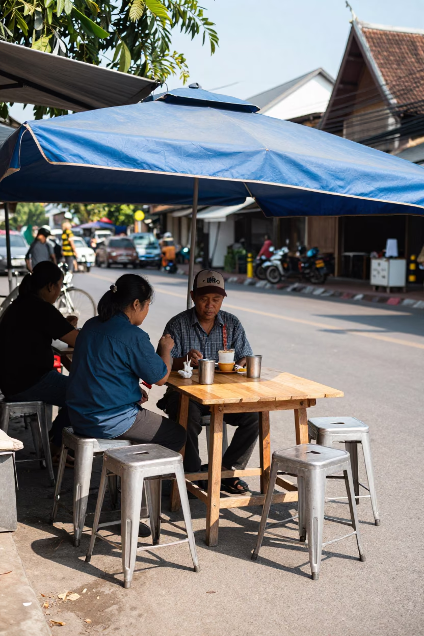 Street Scene in Chiang Mai at Bright Midmorning Light in in Chiang Mai, Thailand