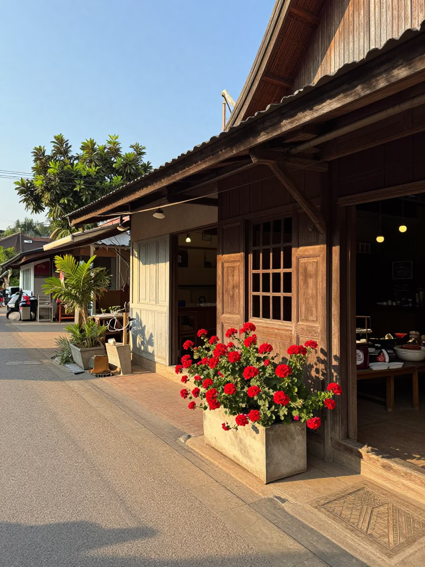 Street Scene in Chiang Mai at Clear Late-afternoon Light in in Chiang Mai, Thailand
