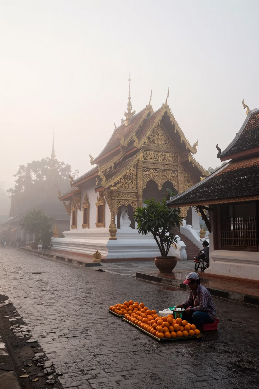 Street Scene in Chiang Mai at Dawn Light in in Chiang Mai, Thailand