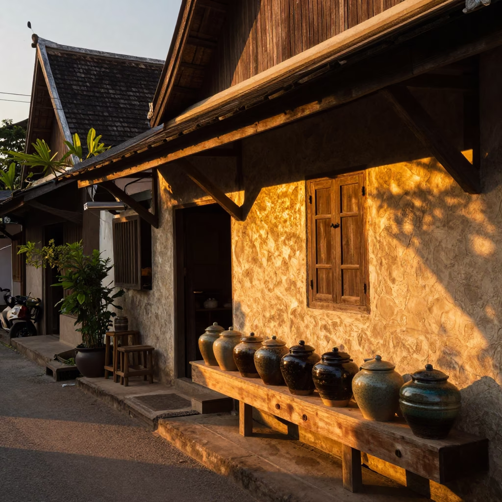 Street Scene in Chiang Mai at Sunset Light in in Chiang Mai, Thailand