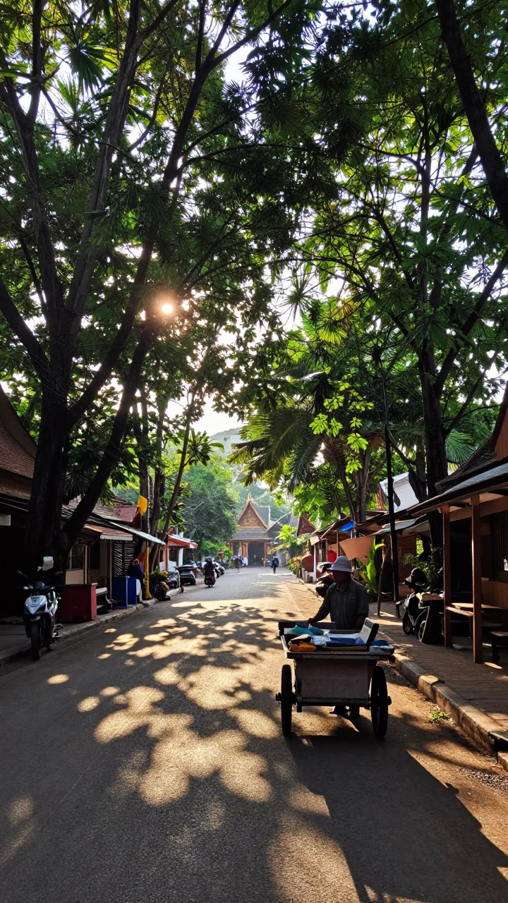 Street Scene in Chiang Mai at The Early Afternoon Light in in Chiang Mai, Thailand