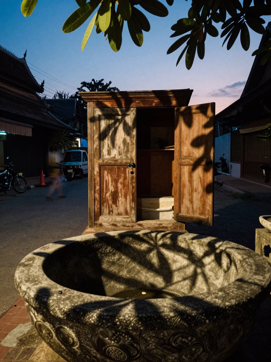 Street Scene in Chiang Mai at Twilight in in Chiang Mai, Thailand