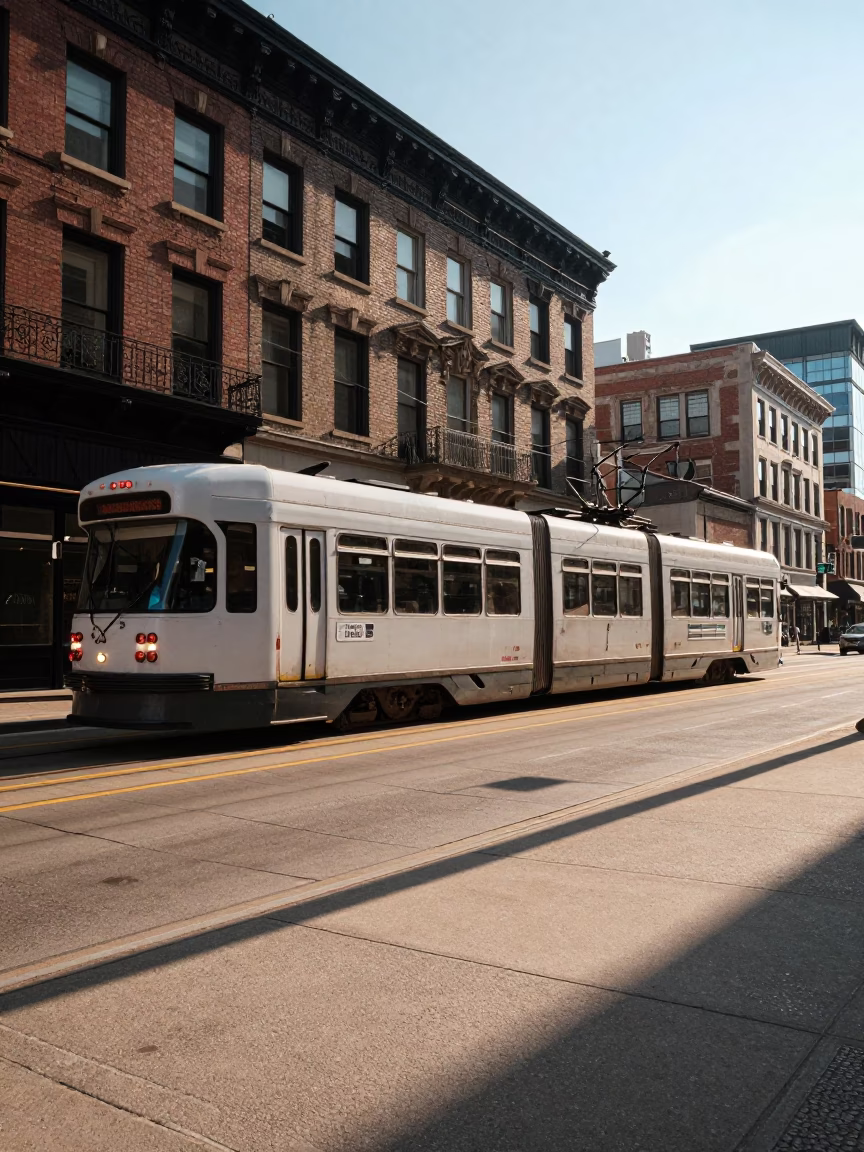 Street Scene in Chicago at Clear Late-afternoon Light in in Chicago, Illinois, United States