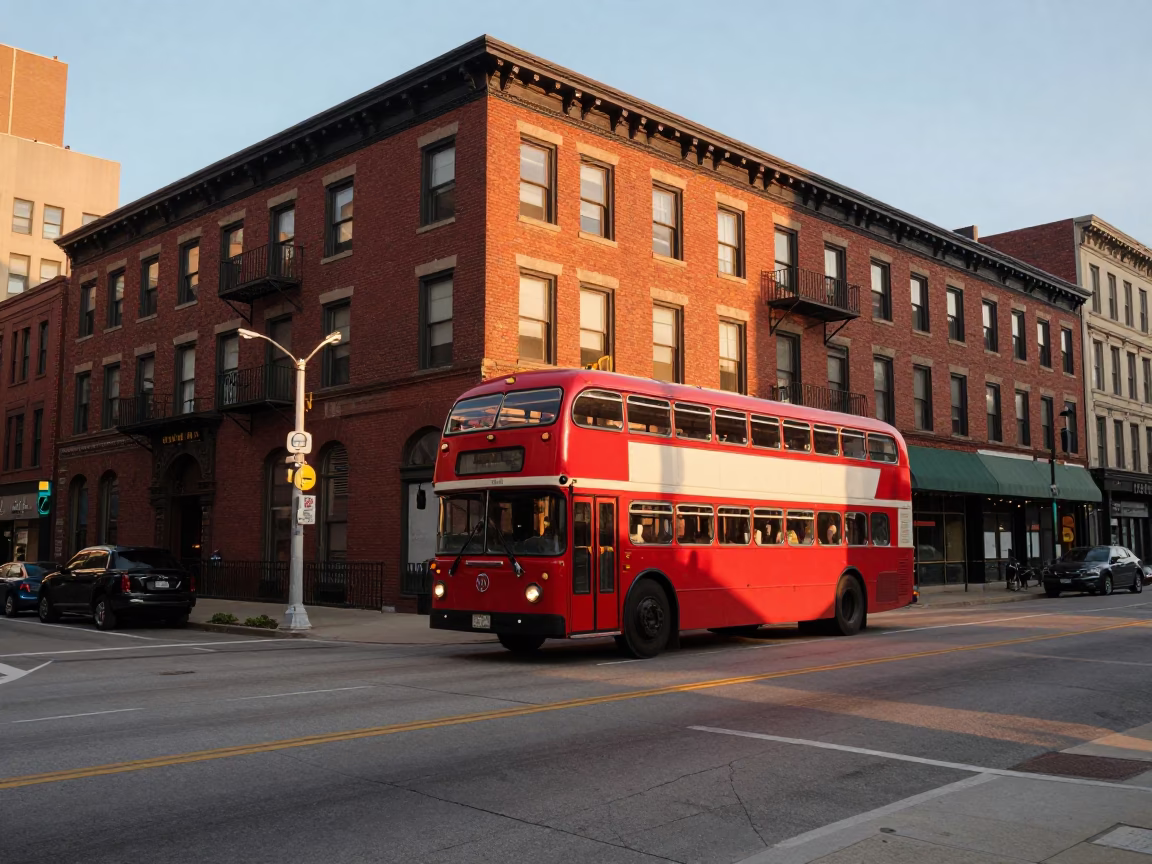 Street Scene in Chicago at Golden Hour in in Chicago, Illinois, United States